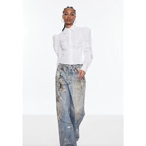 NWT Innovare Denim Birdie Print Barrel Jeans Size Medium